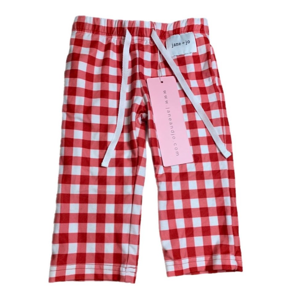NWT Jane + Jo Baby Boys Girls Red Plaid Lounge Pants 6-9M